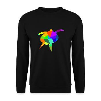 Wasserschildkröte Regenbogen Tiere Polygon - Unisex Pullover - Schwarz - Vorne - Alina (178cm) & Michal (187cm)