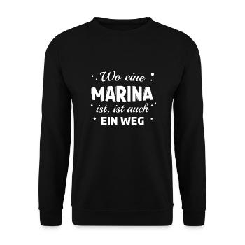Marina Name Spruch Design für stolze Marinas - Unisex Pullover - Schwarz - Vorne - Alina (178cm) & Michal (187cm)