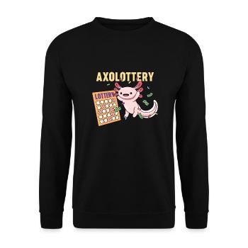 Axolottery Pun Design for Axolotl Lovers - Unisex Sweatshirt - black - Front - Alina (178cm) & Michal (187cm)