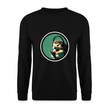Igel mit Kopfhörer - Unisex Pullover - Schwarz - Vorne - Alina (178cm) & Michal (187cm)