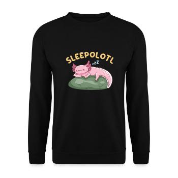 Sleepolotl Pun Design for Axolotl Lovers - Unisex Sweatshirt - black - Front - Alina (178cm) & Michal (187cm)