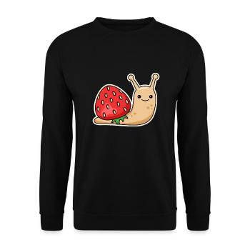 Schnecken-Erdbeer-Design für Schnecken-Liebhaber - Unisex Pullover - Schwarz - Vorne - Alina (178cm) & Michal (187cm)