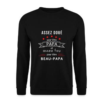 Cadeau beau papa - Sweat-shirt Unisexe - noir - Devant - Alina (178cm) & Michal (187cm)
