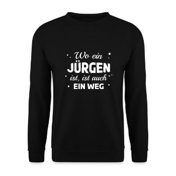 Jürgen Name Spruch Design für stolze Jürgens - Unisex Pullover - Schwarz - Vorne - Alina (178cm) & Michal (187cm)