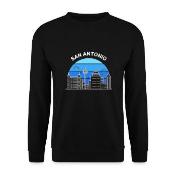San Antonio skyline design for proud San - Unisex Sweatshirt - black - Front - Alina (178cm) & Michal (187cm)