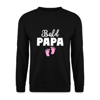 Bald Papa Tochter Baby Vater - Unisex Pullover - Schwarz - Vorne - Alina (178cm) & Michal (187cm)