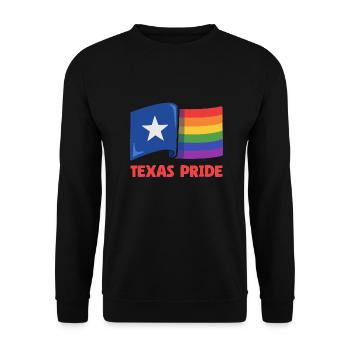 Texas Flagge Regenbogen Design für LGBT+ Texaner - Unisex Pullover - Schwarz - Vorne - Alina (178cm) & Michal (187cm)
