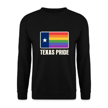Regenbogen-Texas-Flaggenentwurf für LGBT+ Texaner - Unisex Pullover - Schwarz - Vorne - Alina (178cm) & Michal (187cm)