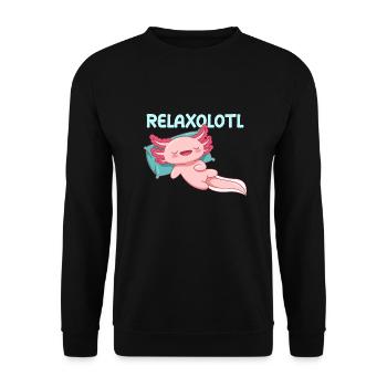 Relaxolotl Pun Design for Axolotl Lovers - Unisex Sweatshirt - black - Front - Alina (178cm) & Michal (187cm)