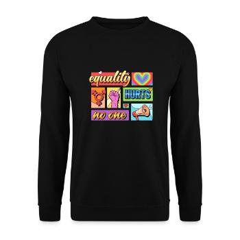 Equality Hurts No One Pride LGBTQIA+ Design - Unisex Pullover - Schwarz - Vorne - Alina (178cm) & Michal (187cm)