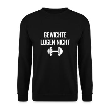 Gewichte lügen nicht - Unisex Pullover - Schwarz - Vorne - Alina (178cm) & Michal (187cm)