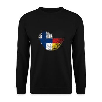 Finnland Fingerabdruck für stolze Deutsch-Finnen - Unisex Pullover - Schwarz - Vorne - Alina (178cm) & Michal (187cm)