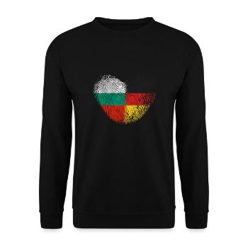 Bulgarien Fingerabdruck für Deutsch-Bulgaren - Unisex Pullover - Schwarz - Vorne - Alina (178cm) & Michal (187cm)