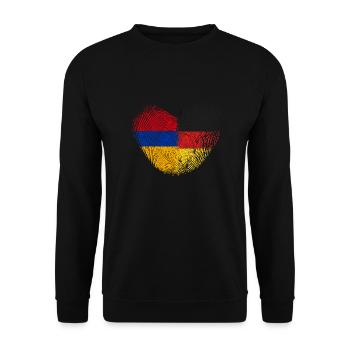 Armenien Fingerabdruck für stolze Deutsch-Armenier - Unisex Pullover - Schwarz - Vorne - Alina (178cm) & Michal (187cm)