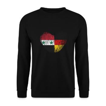 Syrien Fingerabdruck für stolze Deutsch-Syrer - Unisex Pullover - Schwarz - Vorne - Alina (178cm) & Michal (187cm)