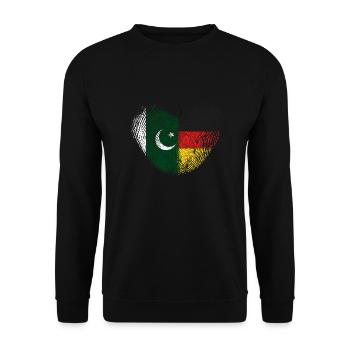 Pakistan Fingerabdruck für Deutsch-Pakistaner - Unisex Pullover - Schwarz - Vorne - Alina (178cm) & Michal (187cm)
