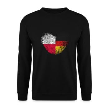 Polen Fingerabdruck für stolze Deutsch-Polen - Unisex Pullover - Schwarz - Vorne - Alina (178cm) & Michal (187cm)
