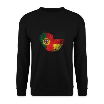 Portugal Fingerabdruck für Deutsch-Portugiesen - Unisex Pullover - Schwarz - Vorne - Alina (178cm) & Michal (187cm)