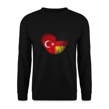 Türkei Fingerabdruck für stolze Deutsch-Türken - Unisex Pullover - Schwarz - Vorne - Alina (178cm) & Michal (187cm)