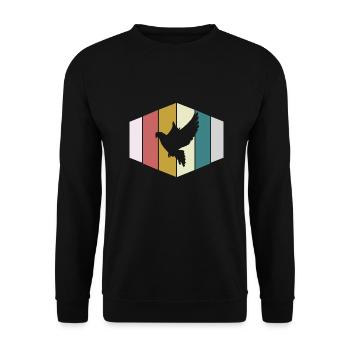 Retro-Taubendesign für Taubenliebhaber - Unisex Pullover - Schwarz - Vorne - Alina (178cm) & Michal (187cm)