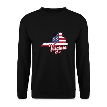 US-Flagge Virginia Design für stolze Virginier - Unisex Pullover - Schwarz - Vorne - Alina (178cm) & Michal (187cm)