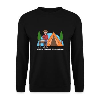 Camping in Texas Design für stolze Texaner - Unisex Pullover - Schwarz - Vorne - Alina (178cm) & Michal (187cm)