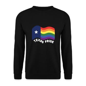 Regenbogen-Texas-Flagge Design für stolze LGBT+ - Unisex Pullover - Schwarz - Vorne - Alina (178cm) & Michal (187cm)