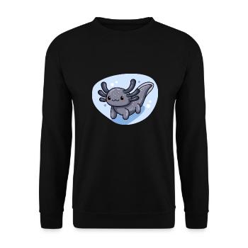 Stark markierter melanoider Axolotl für Fans - Unisex Pullover - Schwarz - Vorne - Alina (178cm) & Michal (187cm)