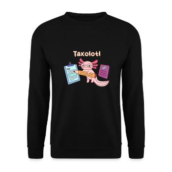 Taxolotl Pun Design for Axolotl Lovers - Unisex Sweatshirt - black - Front - Alina (178cm) & Michal (187cm)
