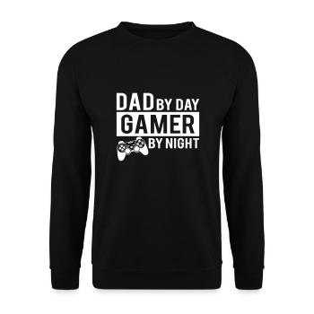Dad by day gamer by night Papa gamer gift fun - Unisex Sweatshirt - black - Front - Alina (178cm) & Michal (187cm)