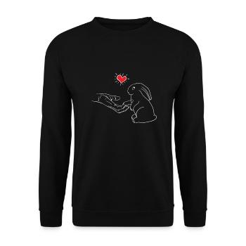 Kaninchen Human Love Design für Kaninchenliebhaber - Unisex Pullover - Schwarz - Vorne - Alina (178cm) & Michal (187cm)