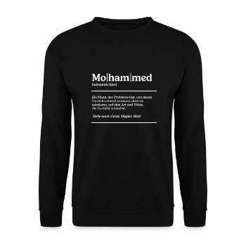 Mohammed Definition Design für stolze Mohammeds - Unisex Pullover - Schwarz - Vorne - Alina (178cm) & Michal (187cm)