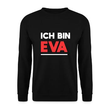 Eva Name Spruch für stolze Evas - Unisex Pullover - Schwarz - Vorne - Alina (178cm) & Michal (187cm)