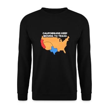 Umzug nach Texas Design für stolze Texaner - Unisex Pullover - Schwarz - Vorne - Alina (178cm) & Michal (187cm)