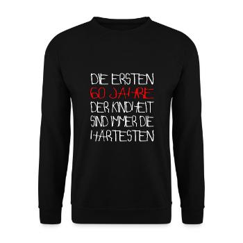 60 Jahre 60.Geburtstag - Unisex Pullover - Schwarz - Vorne - Alina (178cm) & Michal (187cm)