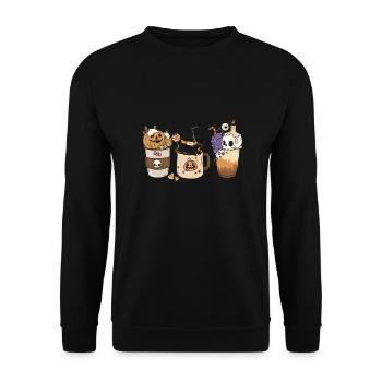 Halloween, Tassen, benötige Kaffee, coffee - Unisex Pullover - Schwarz - Vorne - Alina (178cm) & Michal (187cm)