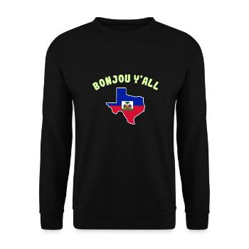 Haitianisch-texanisches Design für Einwanderer - Unisex Pullover - Schwarz - Vorne - Alina (178cm) & Michal (187cm)