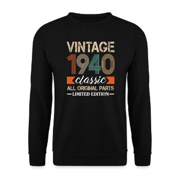 Naissance 1940 naissance anniversaire rétro - Sweat-shirt Unisexe - noir - Devant - Alina (178cm) & Michal (187cm)