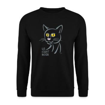 Design - die schwarze Katze - Unisex Pullover - Schwarz - Vorne - Alina (178cm) & Michal (187cm)
