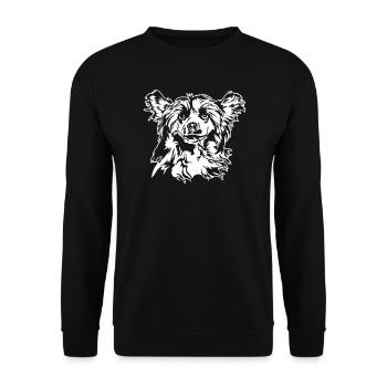 POWDERPUFF Chinese Crested Dog Portrait Wilsigns - Unisex Pullover - Schwarz - Vorne - Alina (178cm) & Michal (187cm)