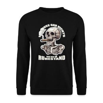 Rentner Ich muss gar nichts Rente 2024 Ruhestand - Unisex Pullover - Schwarz - Vorne - Alina (178cm) & Michal (187cm)