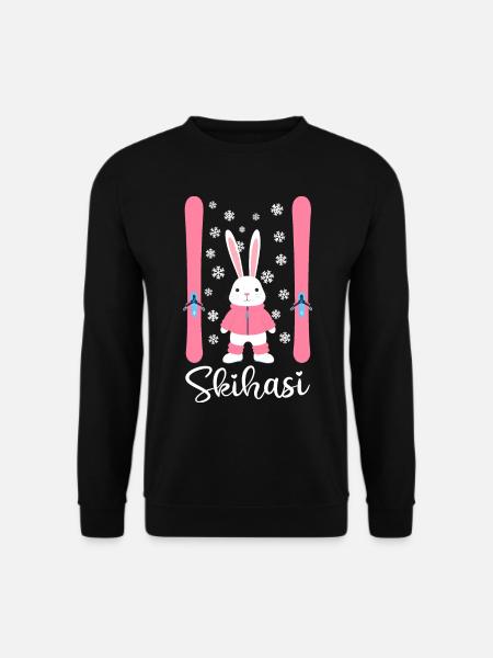 Skihasi Skihase Skiurlaub Wintersport Hase Schnee - Unisex Pullover - Schwarz