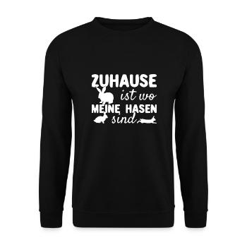 Zuhause ist wo meine Hasen sind | Süße Hasen - Unisex Pullover - Schwarz - Vorne - Alina (178cm) & Michal (187cm)