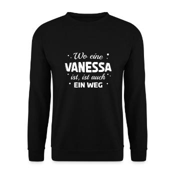 Vanessa Name Spruch Design für stolze Vanessas - Unisex Pullover - Schwarz - Vorne - Alina (178cm) & Michal (187cm)