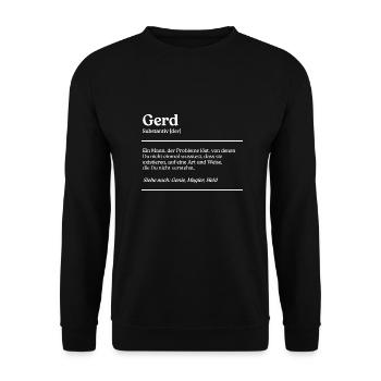Gerd Name Definition Design für stolze Gerds - Unisex Pullover - Schwarz - Vorne - Alina (178cm) & Michal (187cm)