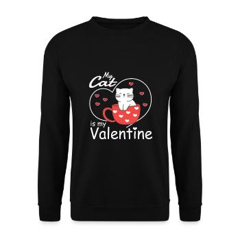 Saint-Valentin Mon chat est mon chat de la Saint-Valentin - Sweat-shirt Unisexe - noir - Devant - Alina (178cm) & Michal (187cm)