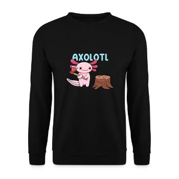 Conception de jeu de mots Axe Axolotl pour les amateurs d’axolotl - Sweat-shirt Unisexe - noir - Devant - Alina (178cm) & Michal (187cm)