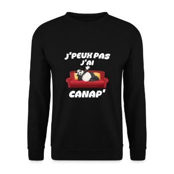 J'peut pas j'ai canap' canapé panda animal détente - Unisex Pullover - Schwarz - Vorne - Alina (178cm) & Michal (187cm)