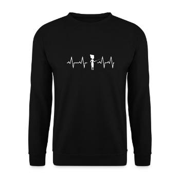 Shirt Maître Heartbeat adieu cadeau - Sweat-shirt Unisexe - noir - Devant - Alina (178cm) & Michal (187cm)