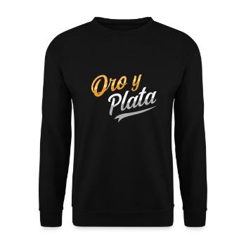Gold und Silber Montana-Design für stolze Montaner - Unisex Pullover - Schwarz - Vorne - Alina (178cm) & Michal (187cm)